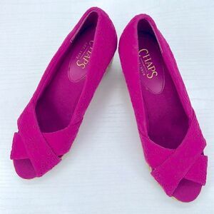 CHAPS Dakoda eyelet wedge peep toe shoes size 7